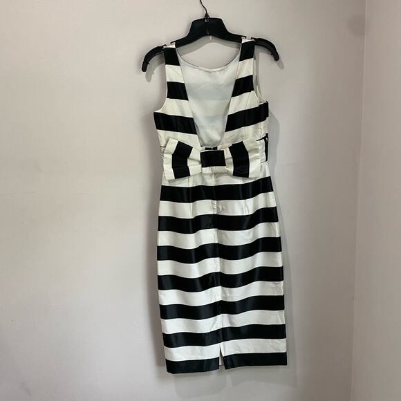 ASOS Black And Ivory Striped Posh Pencil Dress Size 6 NWT - Picture 2 of 13